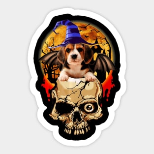 Skull With Beagle Halloween Awesome Shirt Halloween 2019 Sticker